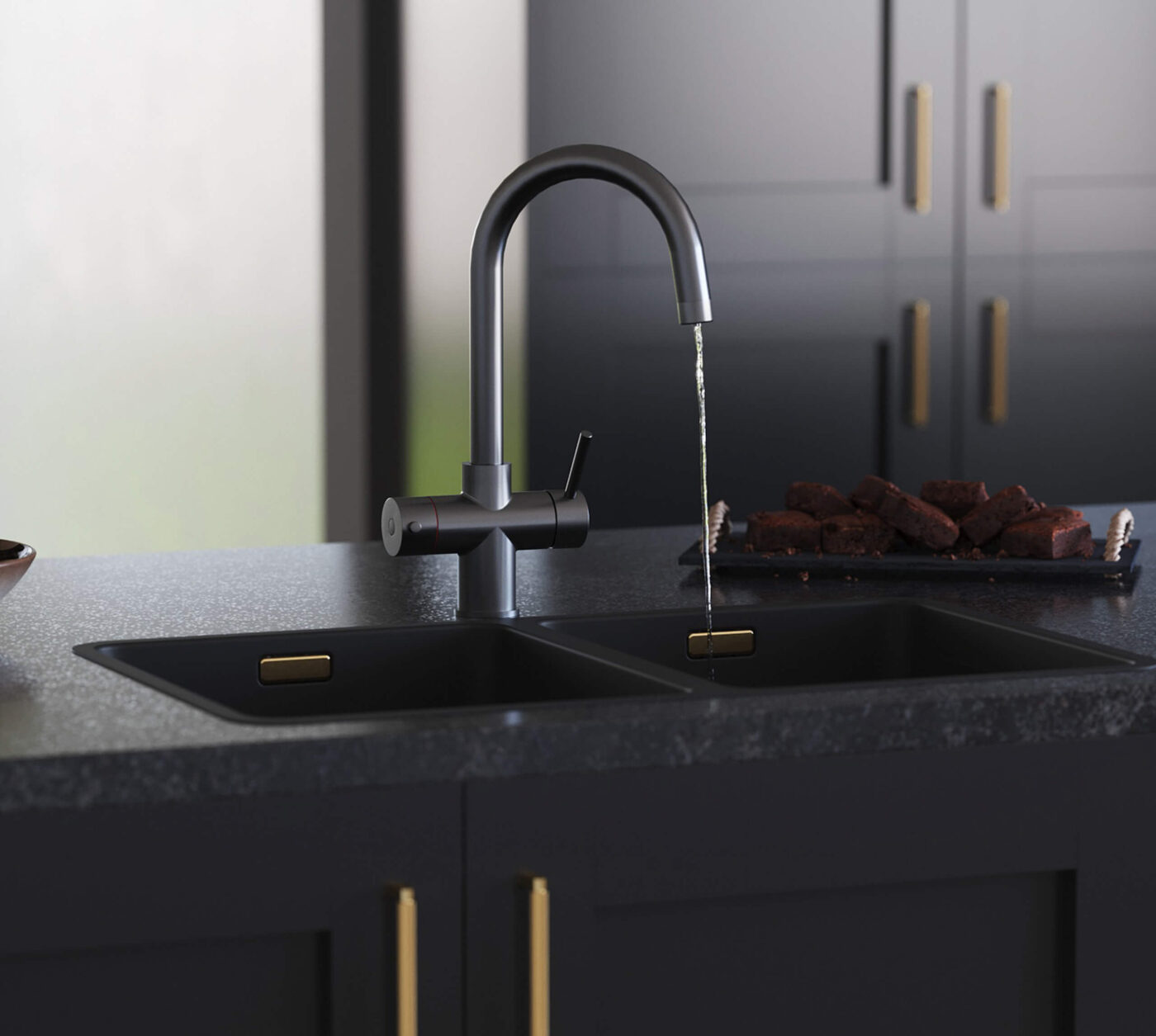 Messina Swan Neck 3-in-1 Boiling Tap - Gun Metal - Image 2