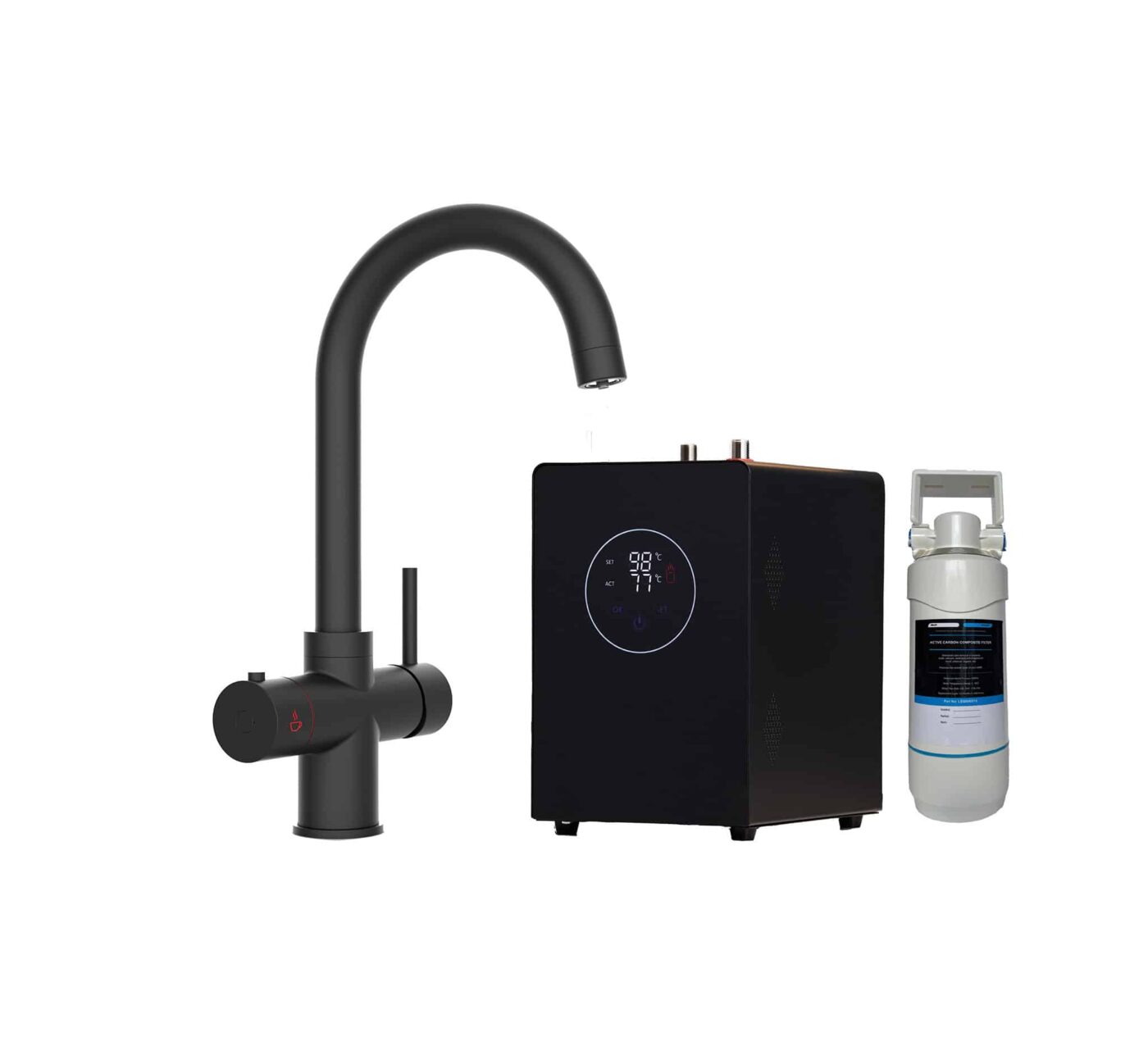 Genoa Swan Neck 4-in-1 Boiling Tap - Matt Black - Image 4