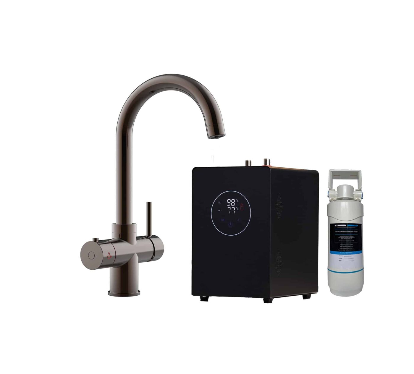 Genoa Swan Neck 4-in-1 Boiling Tap - Gun Metal - Image 3