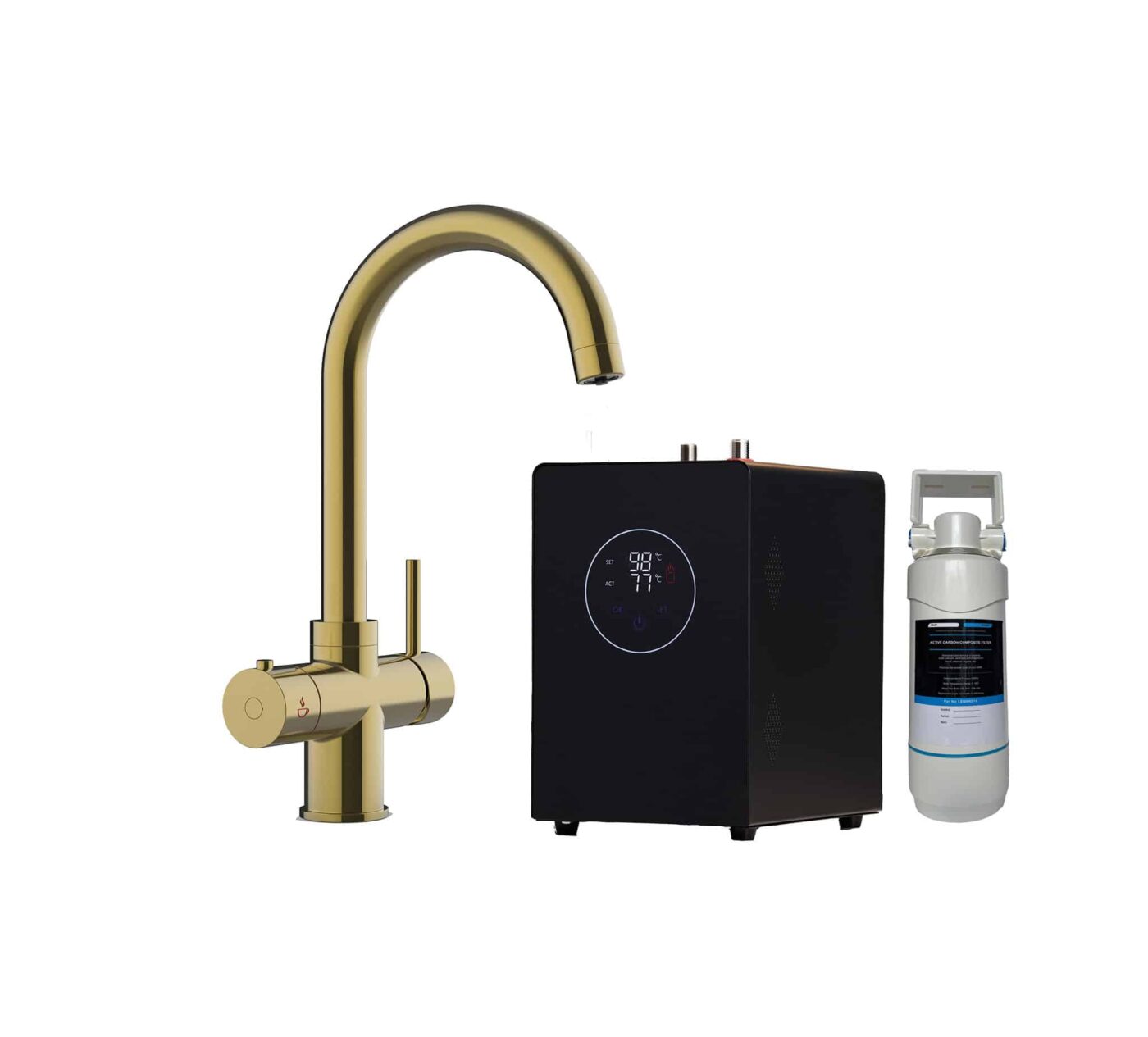 Genoa Swan Neck 4-in-1 Boiling Tap - Brushed Gold - Image 3