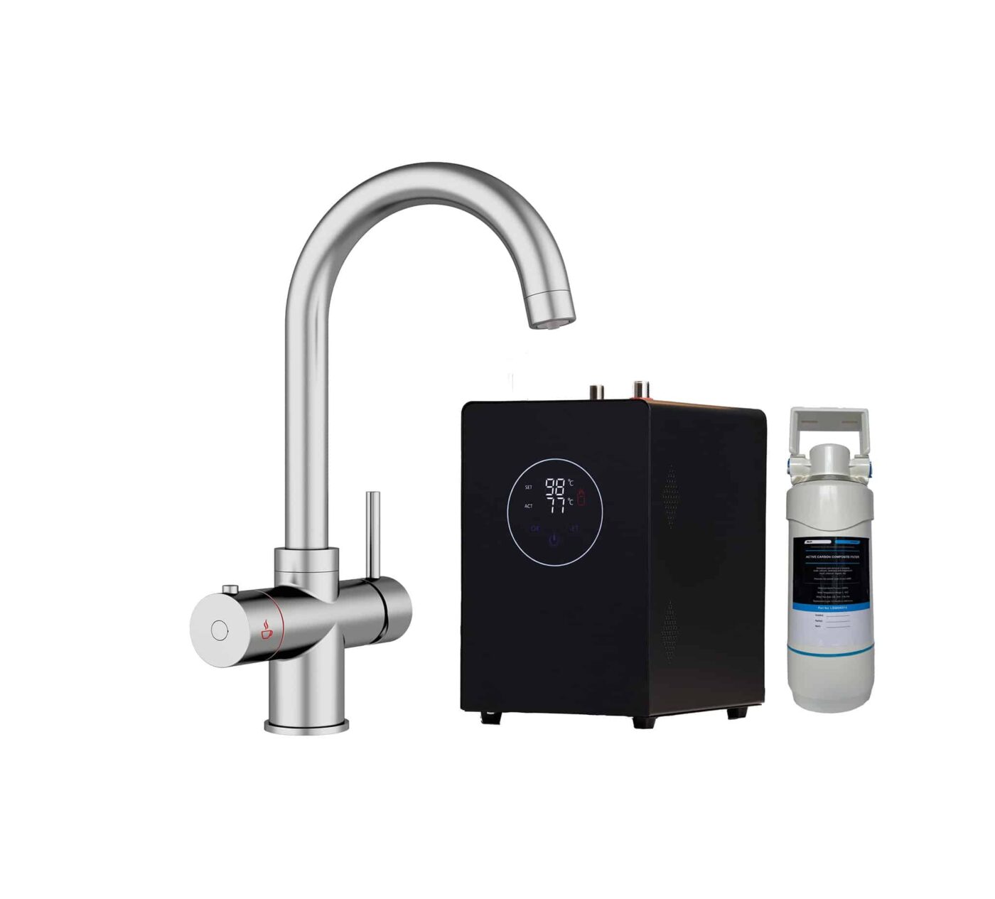 Genoa Swan Neck 4-in-1 Boiling Tap - Brushed Nickel - Image 4