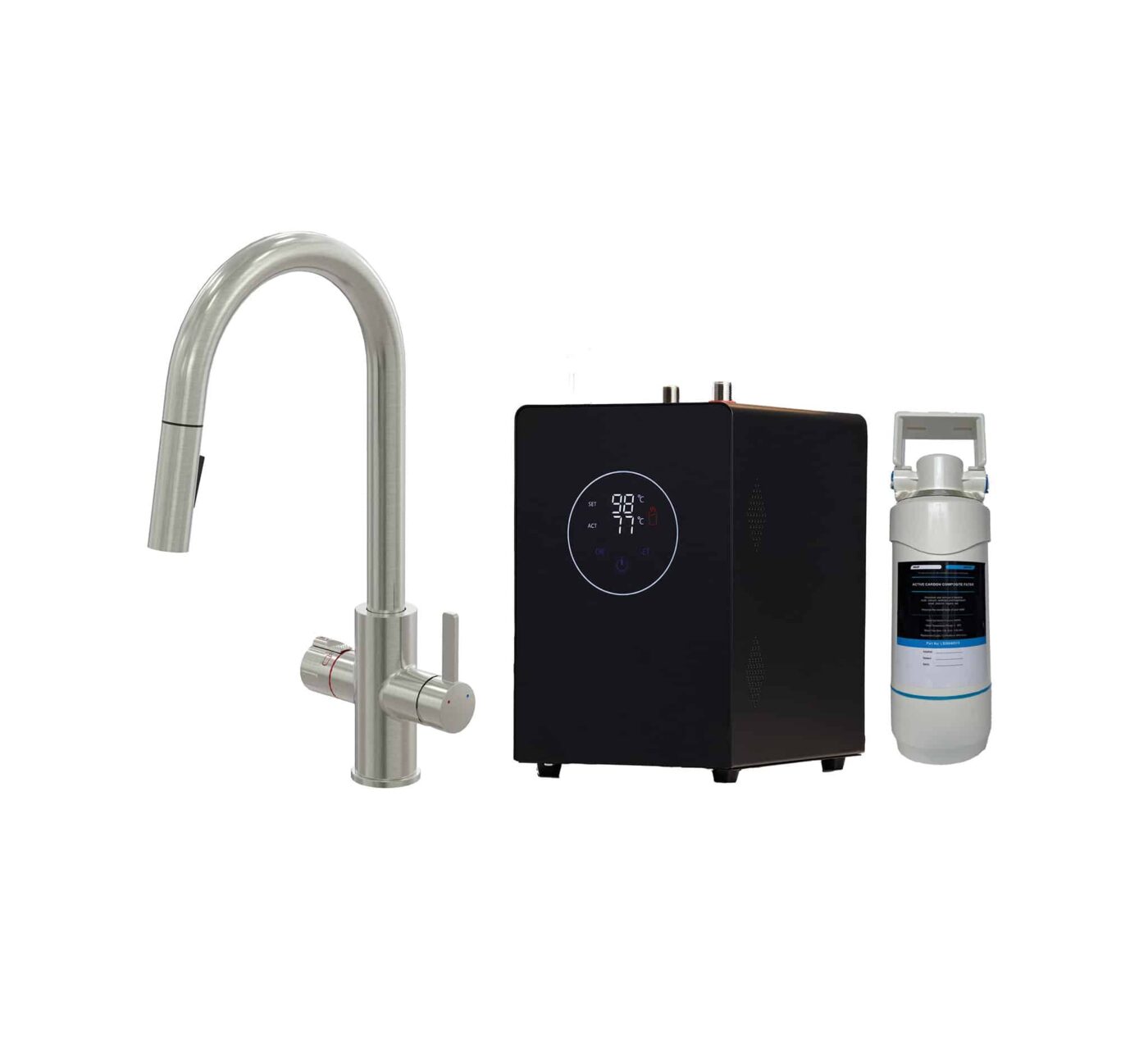 Roma Swan Neck 4-in-1 Pull Out Boiling Tap - Brushed Nickel - Image 9