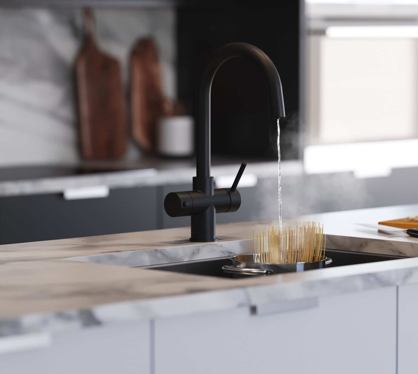 Messina Swan Neck 3-in-1 Boiling Tap - Matt Black