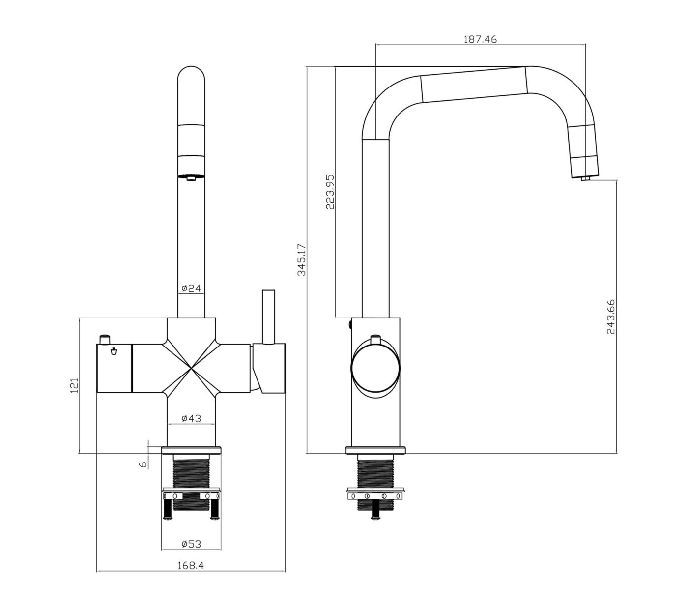 Messina D-Shape 3-in-1 Boiling Tap - Matt Black - Image 4
