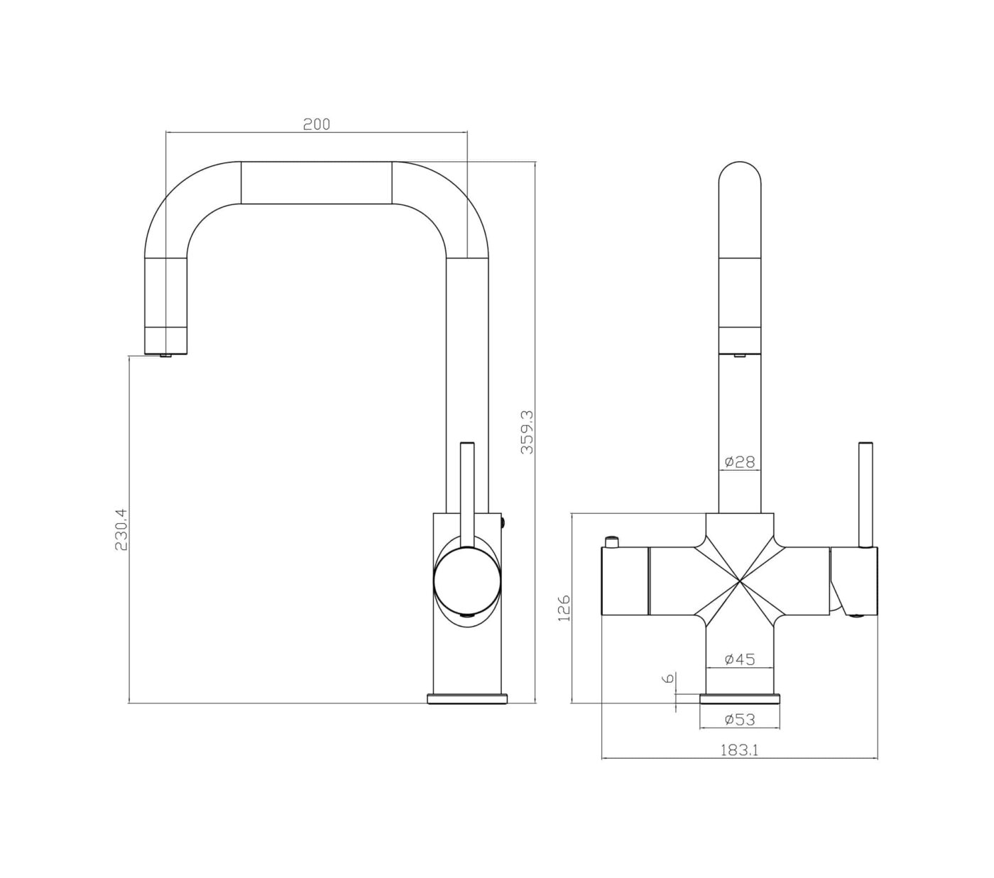 Genoa D-Shape 4-in-1 Boiling Tap - Gun Metal - Image 4