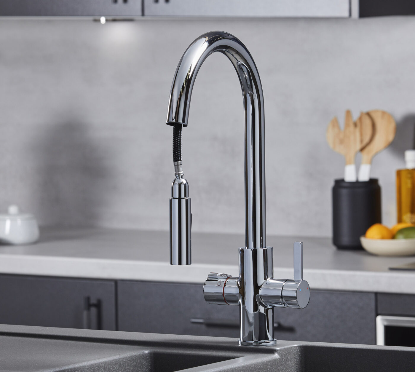Roma Swan Neck 4-in-1 Pull Out Boiling Tap - Chrome - Image 2