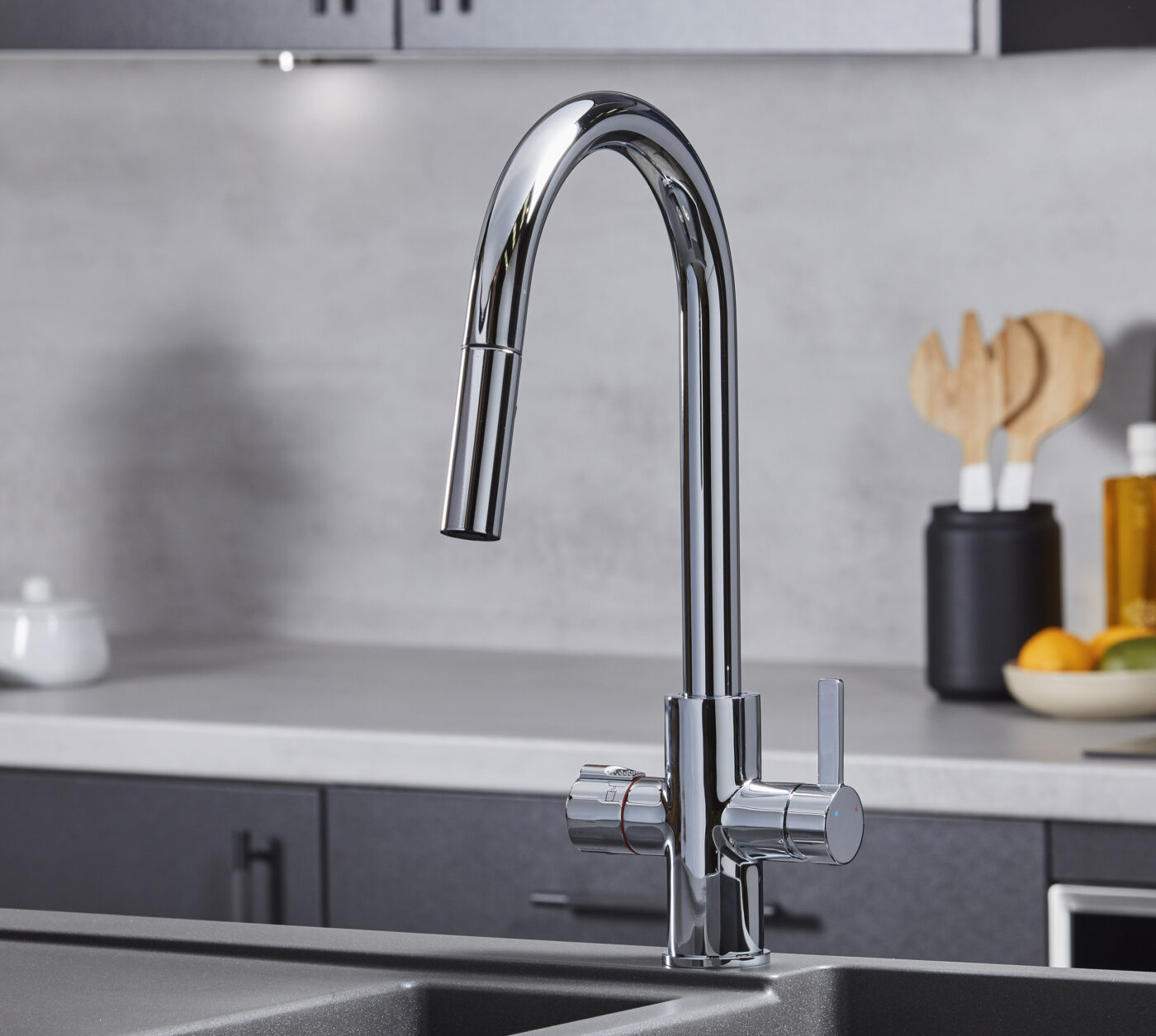 Roma Swan Neck 4-in-1 Pull Out Boiling Tap - Chrome