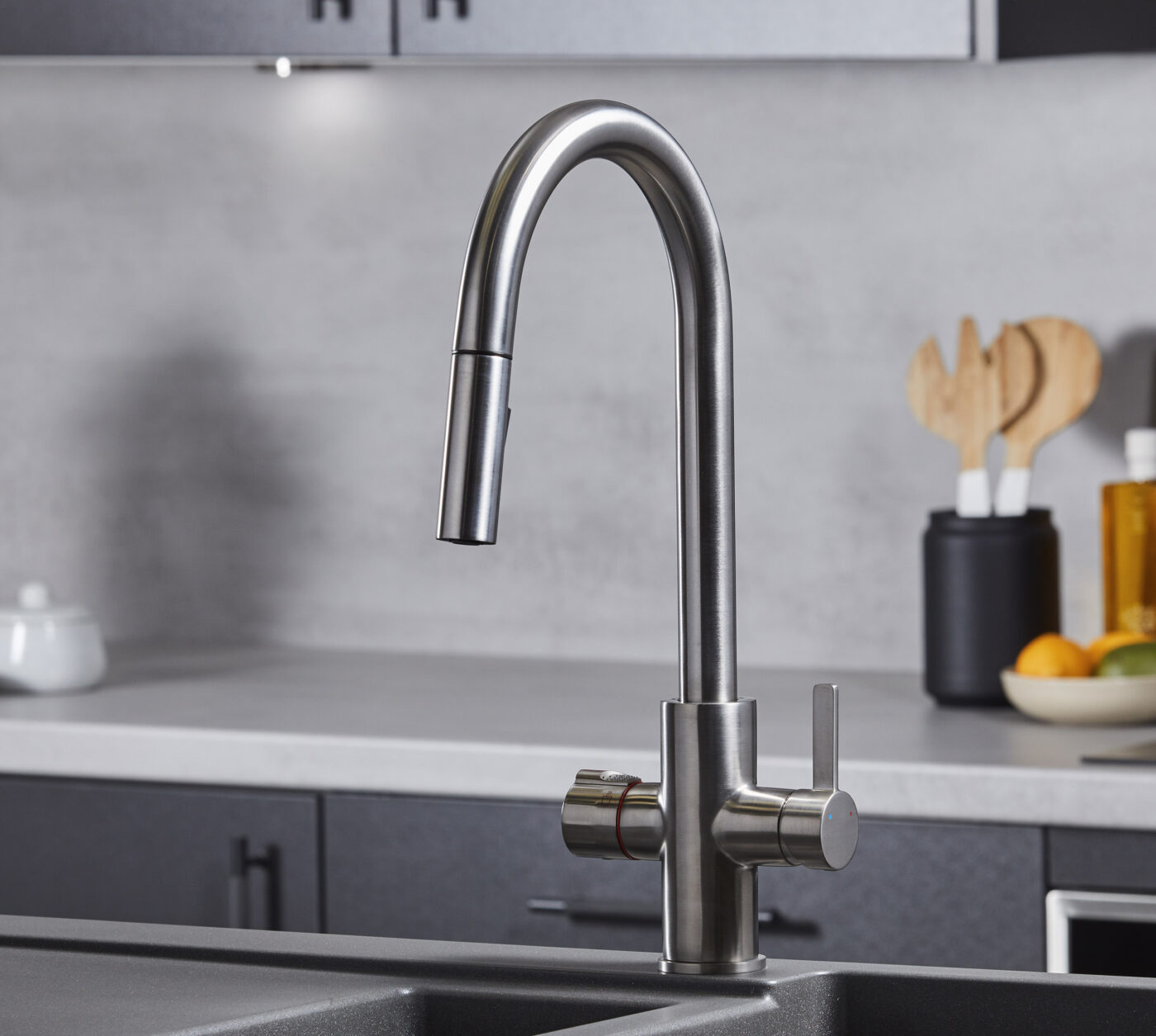 Roma Swan Neck 4-in-1 Pull Out Boiling Tap - Brushed Nickel
