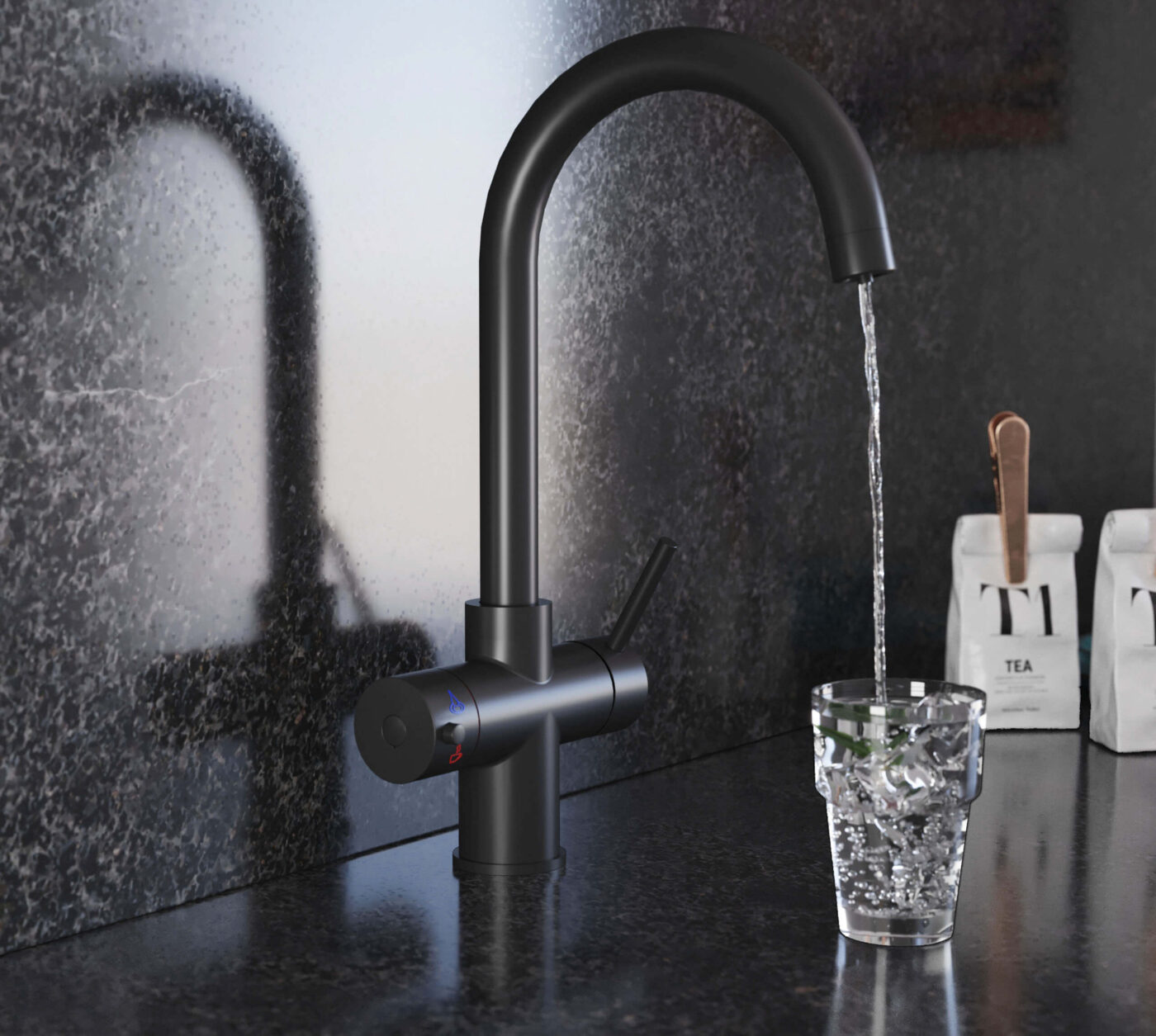Genoa Swan Neck 4-in-1 Boiling Tap - Matt Black