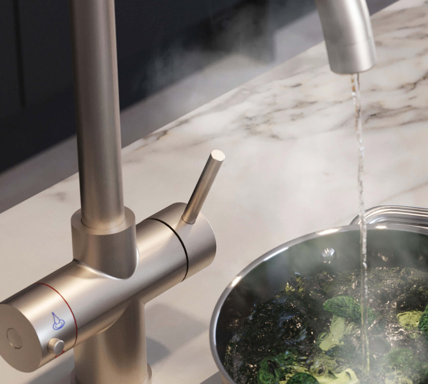 Messina Swan Neck 3-in-1 Boiling Tap - Brushed Nickel - Image 3