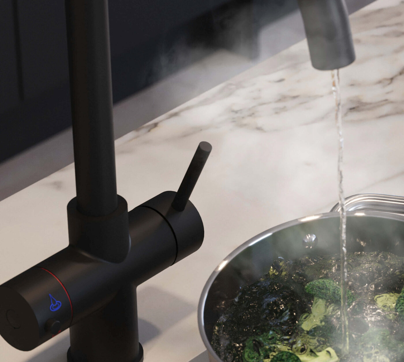 Messina Swan Neck 3-in-1 Boiling Tap - Matt Black - Image 3