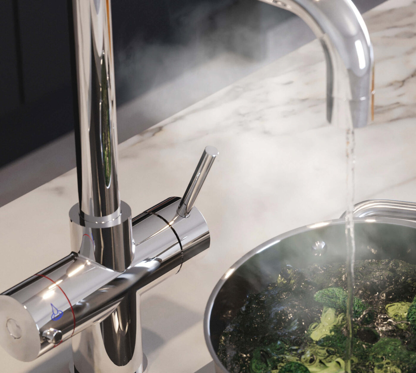 Messina D-Shape 3-in-1 Boiling Tap - Chrome - Image 3