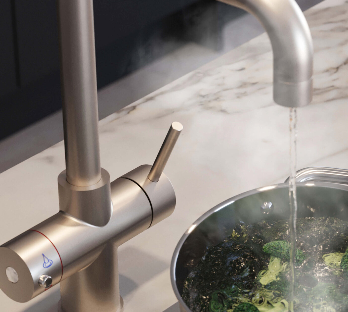 Messina D-Shape 3-in-1 Boiling Tap - Brushed Nickel - Image 3