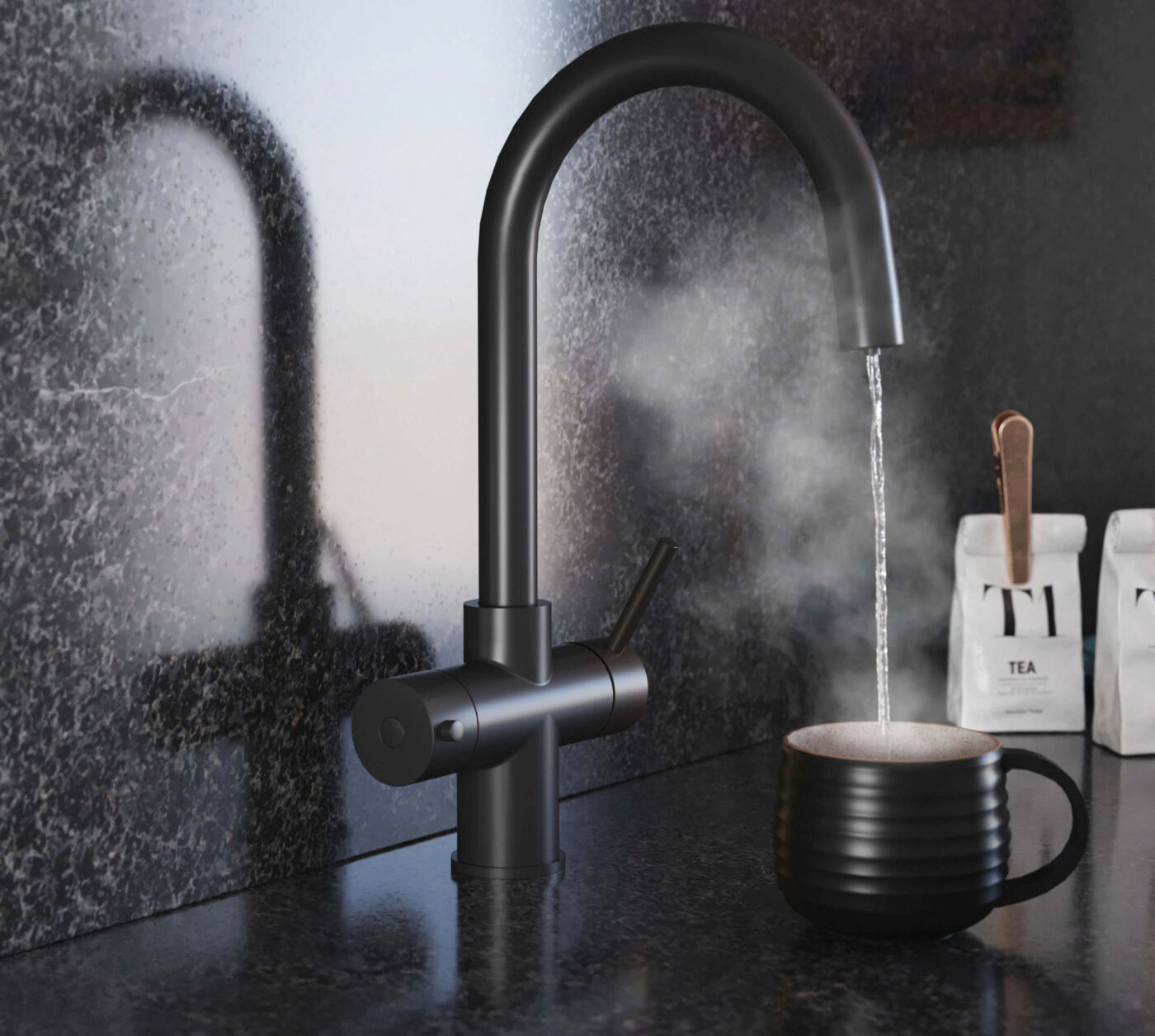 Messina Swan Neck 3-in-1 Boiling Tap - Matt Black - Image 2