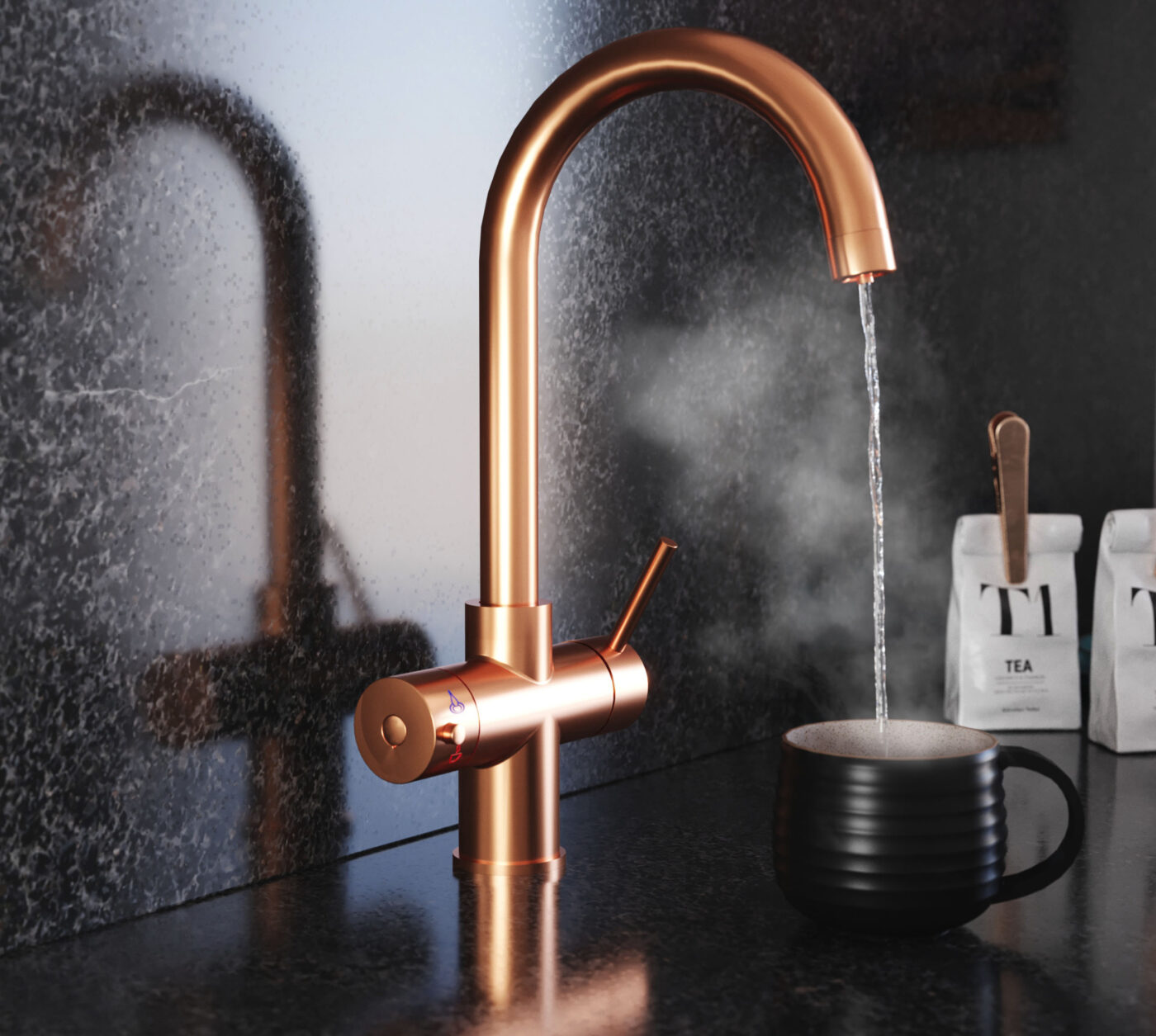 Genoa Swan Neck 4-in-1 Boiling Tap - Copper - Image 2