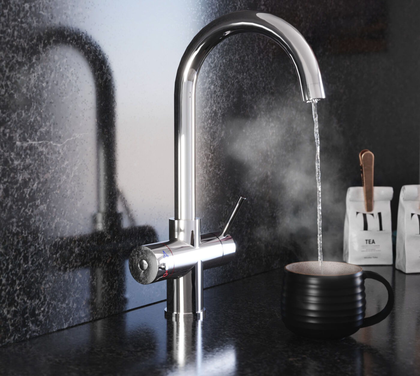 Genoa Swan Neck 4-in-1 Boiling Tap - Chrome - Image 2