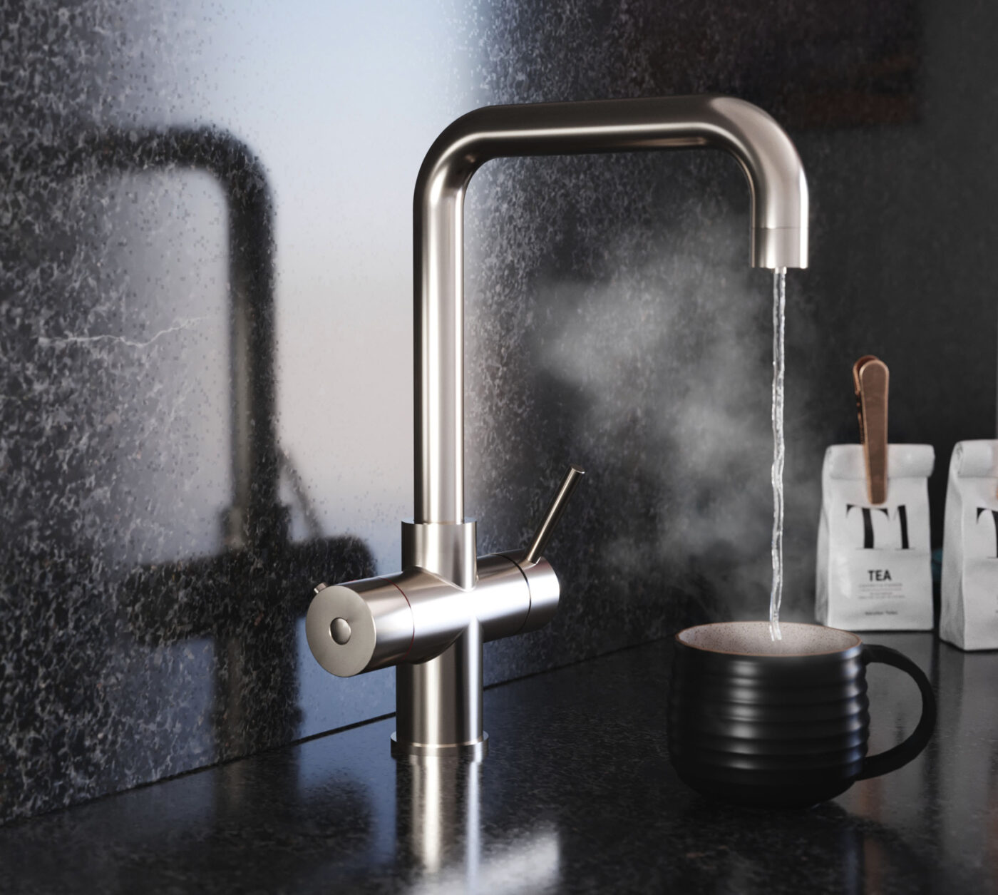 Genoa D-Shape 4-in-1 Boiling Tap - Brushed Nickel - Image 2