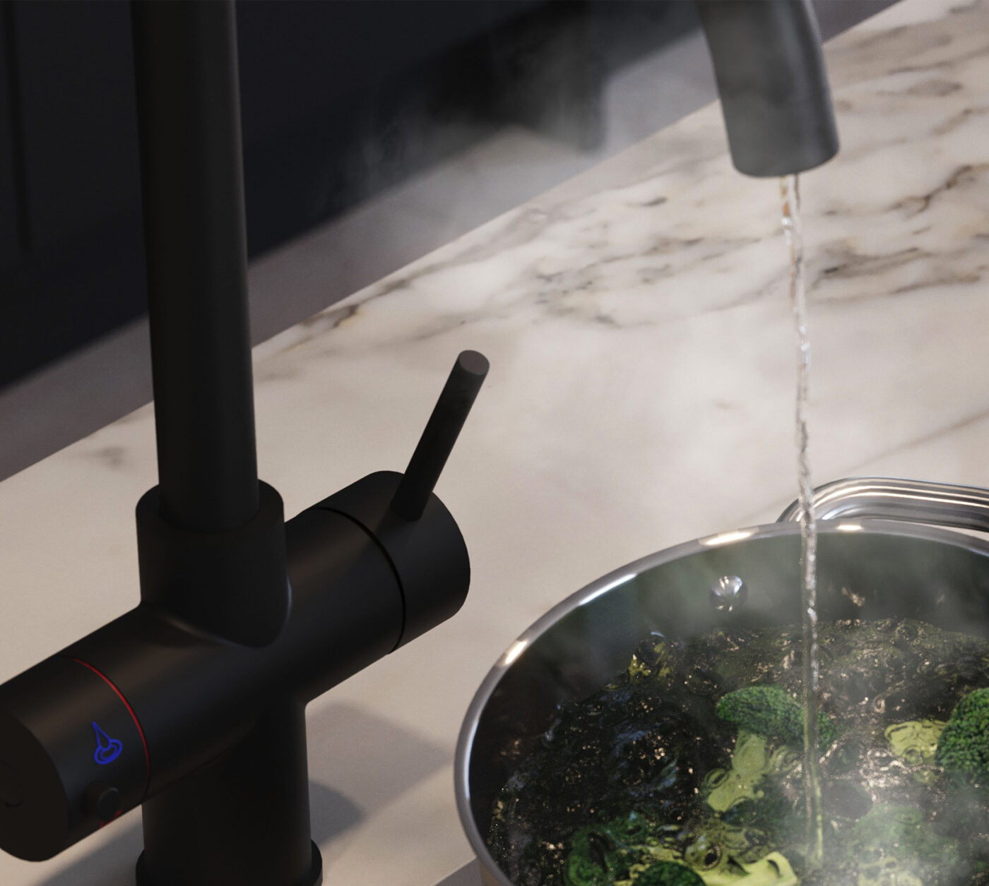 Genoa Swan Neck 4-in-1 Boiling Tap - Matt Black - Image 3