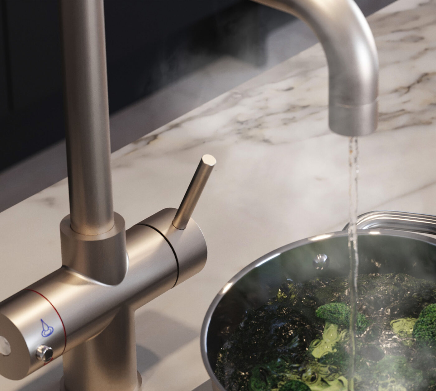 Genoa D-Shape 4-in-1 Boiling Tap - Brushed Nickel - Image 4