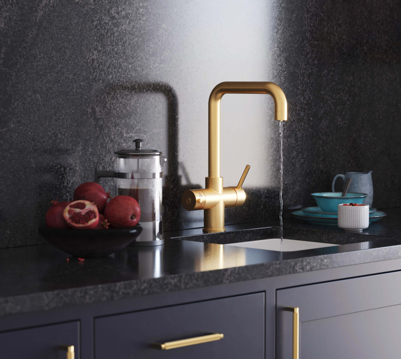 Genoa D-Shape 4-in-1 Boiling Tap - Brushed Gold - Image 2
