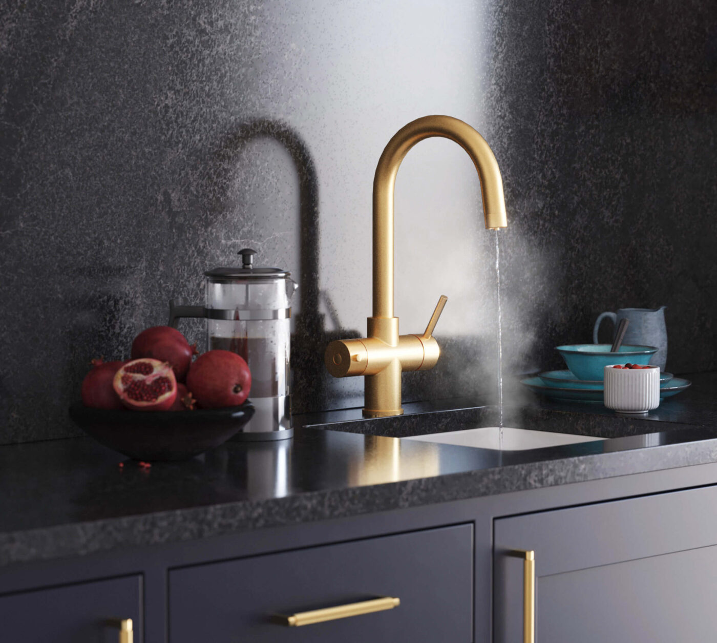 Messina Swan Neck 3-in-1 Boiling Tap - Brushed Gold