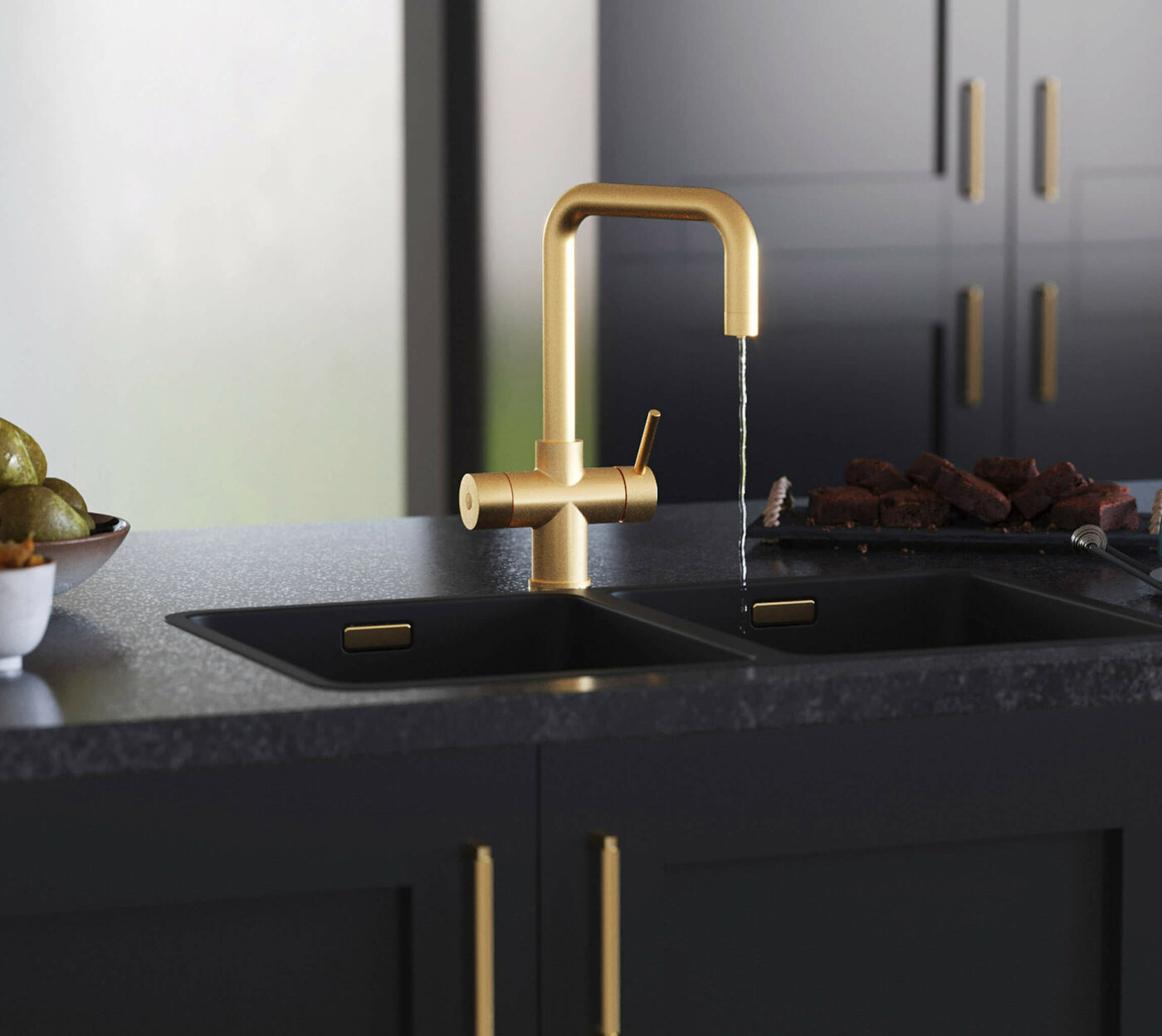 Messina D-Shape 3-in-1 Boiling Tap - Brushed Gold - Image 2