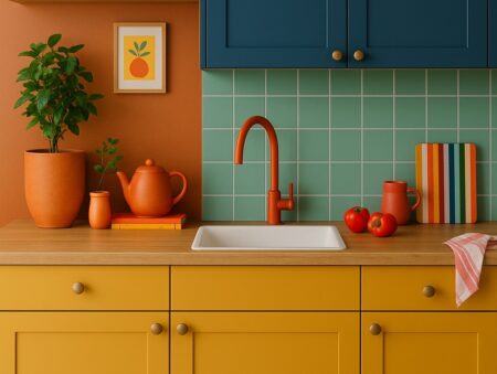 a graphic of a vibrant kitchen