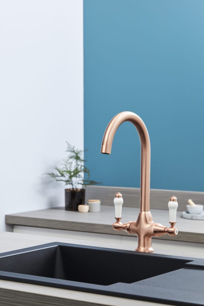 Venice Kitchen Tap - Copper in a modern colourful kitchen